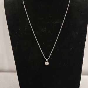 NWT Diamonique Silver Diamond Pendant Necklace